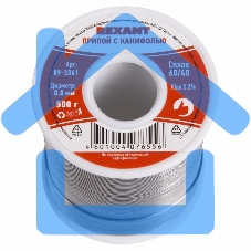 Припой с канифолью Rexant, 500 г, Ø0.8 мм, (олово 60%, свинец 40%), катушка