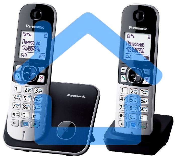 Телефон беспроводной (DECT) Panasonic KX-TG6812RU черный (труб. в компл.:2шт) АОН
