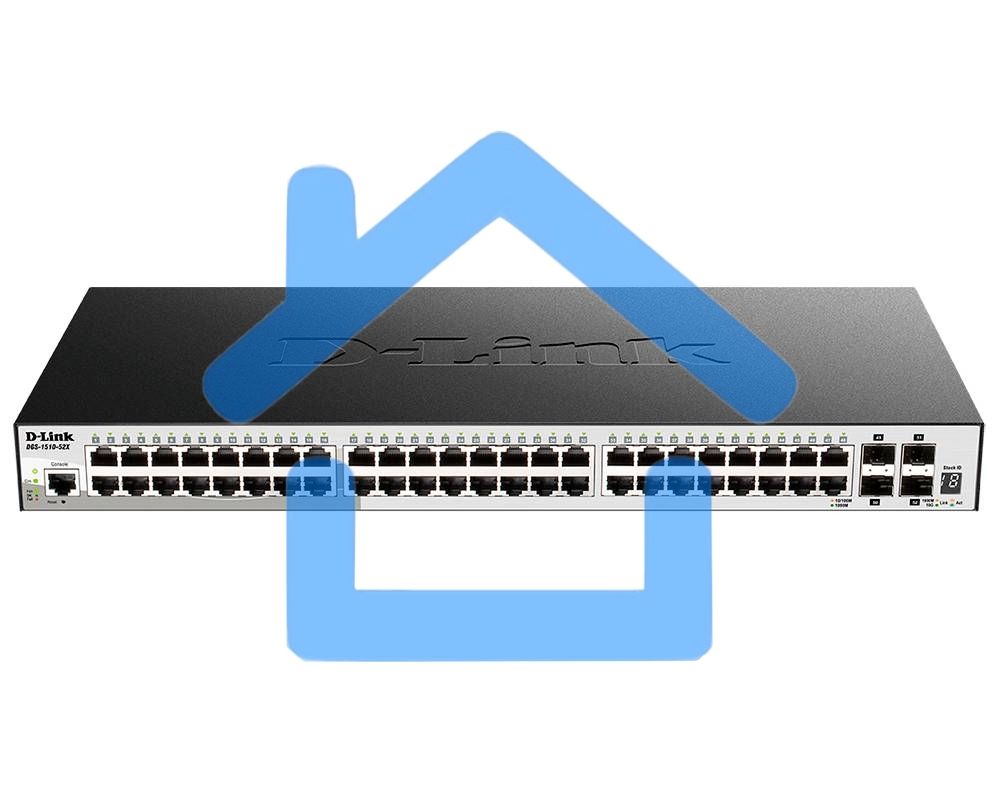 Коммутатор D-Link DGS-1510-52X/A2A Настраиваемый стекируемый коммутатор SmartPro уровня 2+ с 48 портами 10/100/1000Base-T и 4 портами 10Gbase-X SFP+