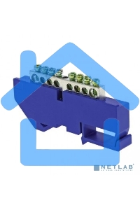 Шина нулевая N 6х9 8 отвер. никель син. изолятор на DIN-рейку PROxima EKF sn1-63-08-d