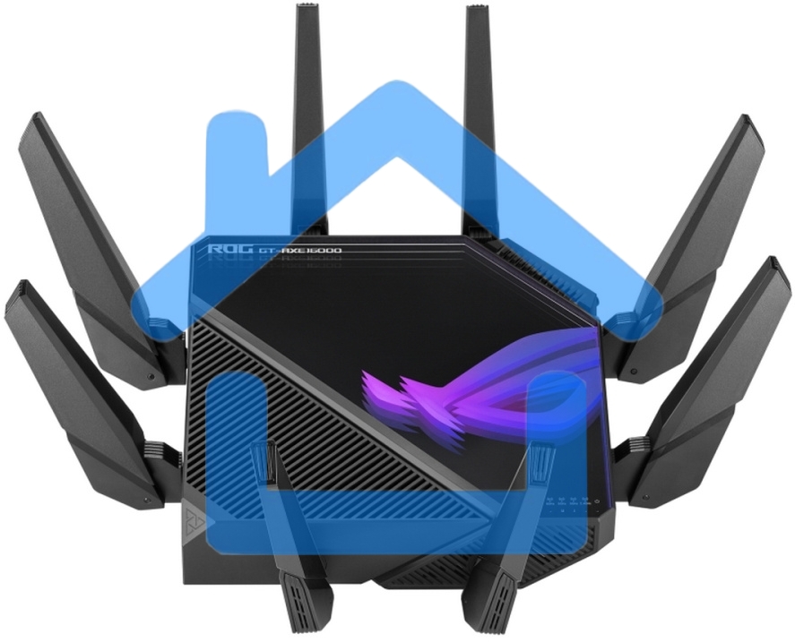 Роутер ASUS ROG GT-AXE16000 802.11 a/b/g/n/ac/ax до 1148 + 4804Мбит/c, 2,4 + 5 гГц, 8 антенн, USB, GbT LAN ; 90IG06W0-MU2A10