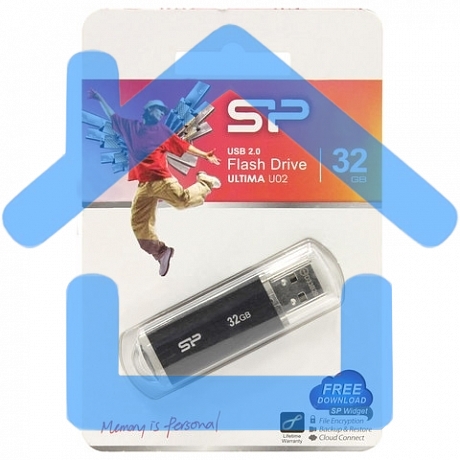 Флешка USB 32 Gb Silicon Power Ultima U02 (SP032 GbUF2U02V1K), USB 2.0, черный