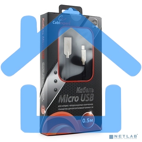 Кабель USB 2.0 Cablexpert CC-P-mUSB02Bk-0.5M, AM/microB, серия Platinum, длина 0.5м, черный, блистер