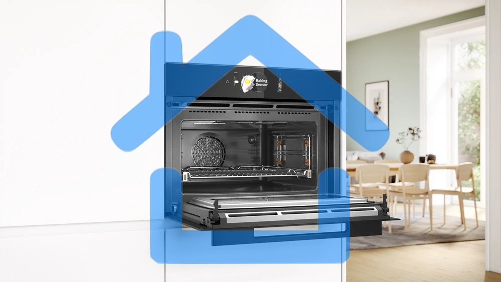 Встраиваемый духовой шкаф Bosch CMG978NB1 Accent line с микроволновой печью и 22 типами нагрева, 45.5x59.5x54.8 см, 45л, дисплей,инвертор,SoftClose и SoftOpen, Bosch Assist, черный. Телескопические направляющие 1 уровень,пиролитическая очистка,многоточечн