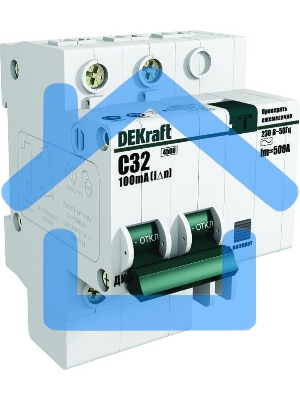 Выключатель автоматический дифференциального тока Dekraft 2п C 10А 30мА тип AC 4.5кА ДИФ-101 4.5мод. DeKraft 15002DEK