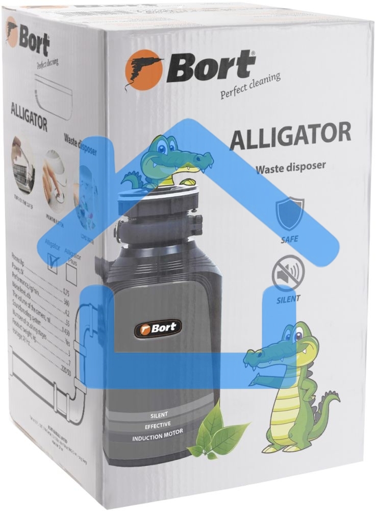 Измельчитель пищевых отходов Bort Alligator, 560 Вт., объем 1 450 мл., пневмовыключатель