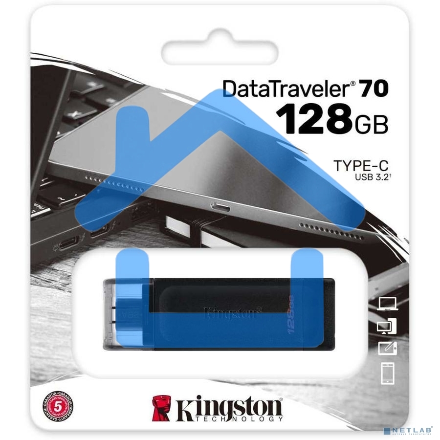 Флешка USB R/W Kingston 128Gb DataTraveler DT70 <DT70/128Gb>, USB-C 3.2 Gen 1