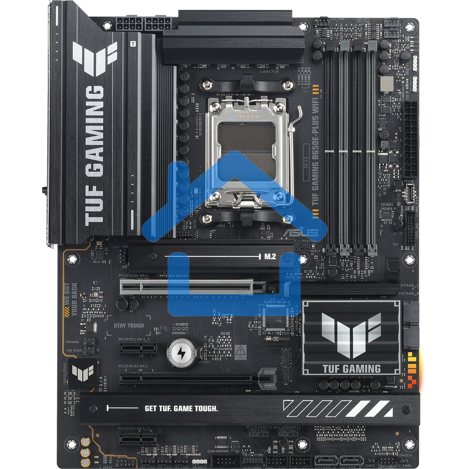 Материнская плата ASUS TUF GAMING B650E-PLUS WIFI, AM5, AMD B650, 4xDDR5, 4xSATA, 3xM.2, 1xPCIe 5.0 x16, 1xPCIe 4.0 x4, 2xPCIe 4.0 x1, 1xDisplayPort, 1xHDMI, 1x2.5Gb LAN, Wi-Fi 6E, Bluetooth 5.3, 1xUSB-C 20Gbps, 3xUSB-A 10Gbps, 6xUSB-A 2.0, 5x3.5 мм, 7.1,