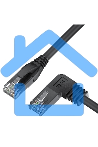 Патч-корд GCR прямой 2.0m UTP кат.5e, черный, левый угол, литой, ethernet high speed, RJ45, T568B, GCR-53151