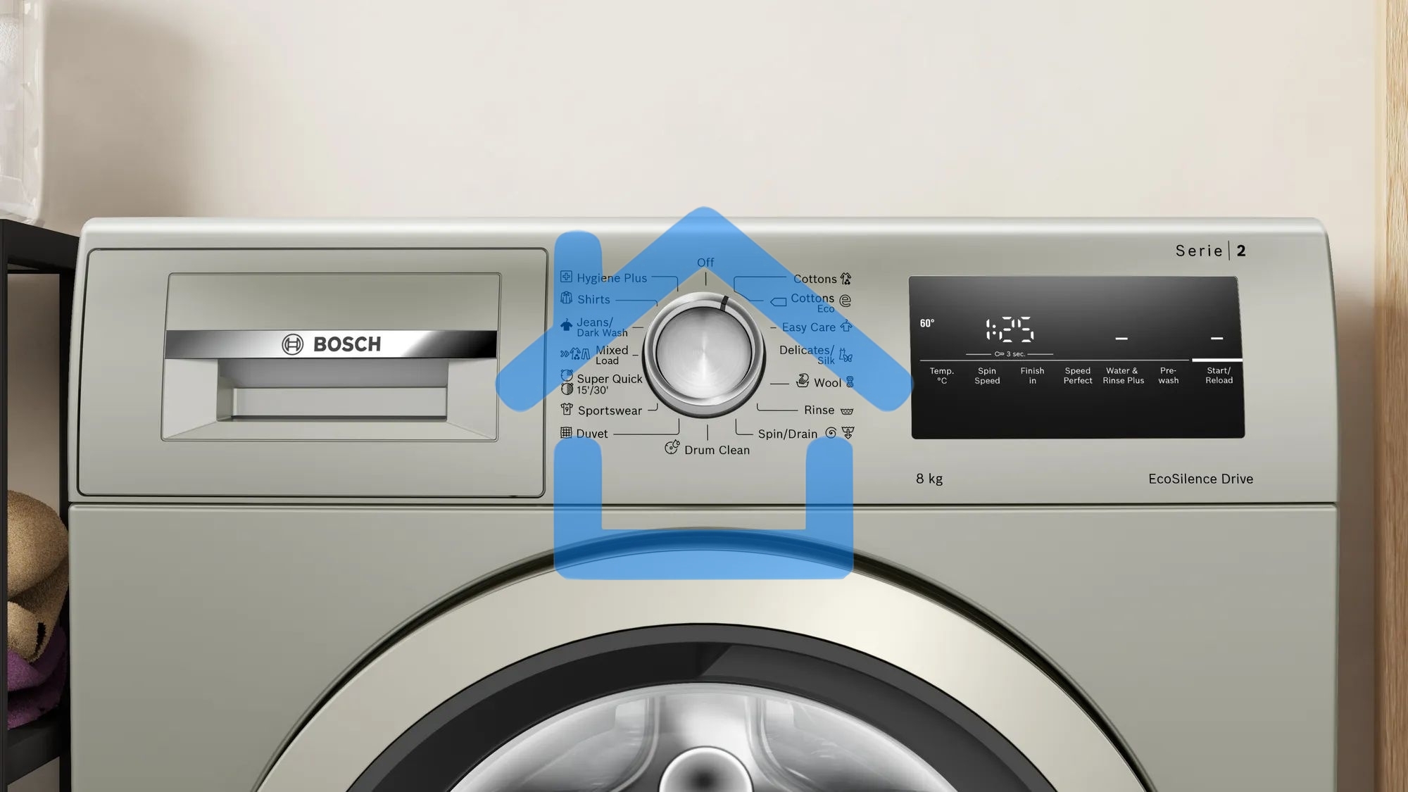 Стиральная машина Bosch WAN2420XME серебристый, загрузка фронтальная 8 кг, 1200 об/мин., класс: А+++