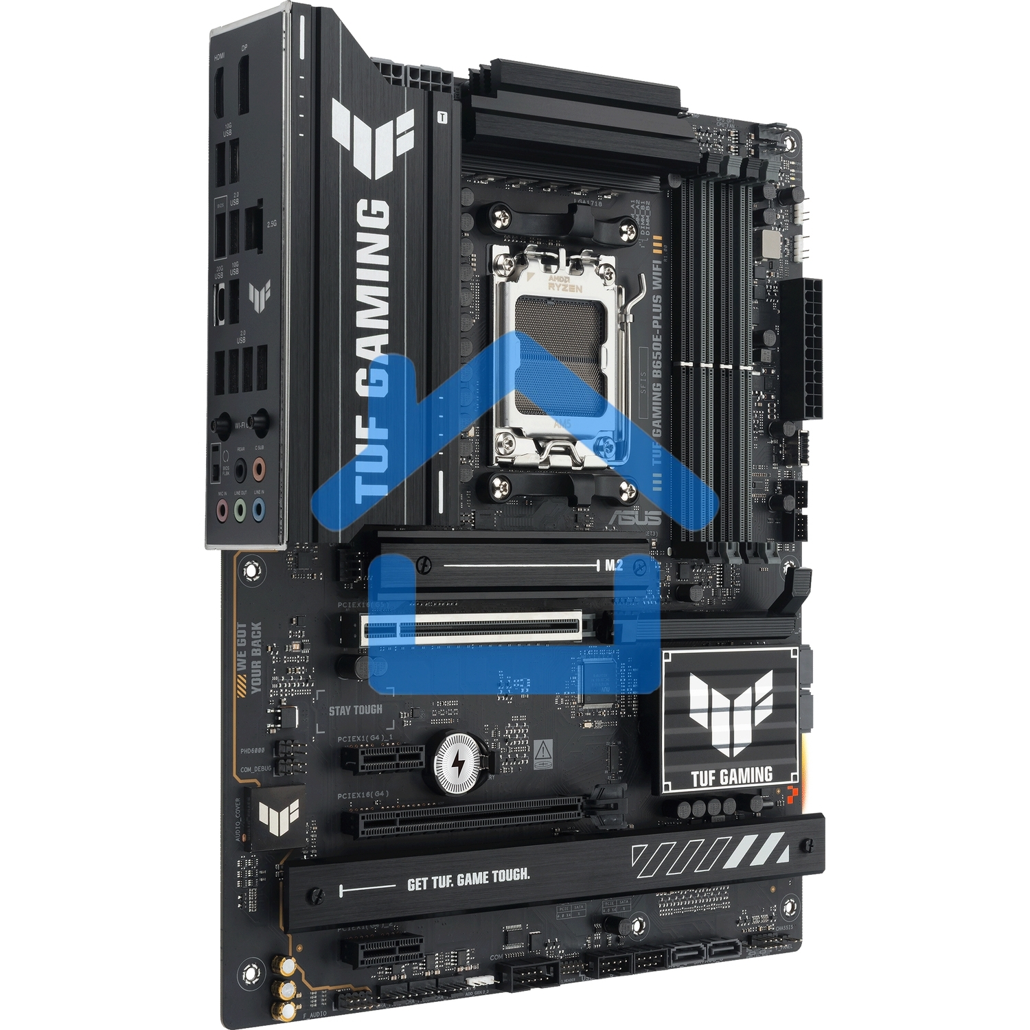 Материнская плата ASUS TUF GAMING B650E-PLUS WIFI, AM5, AMD B650, 4xDDR5, 4xSATA, 3xM.2, 1xPCIe 5.0 x16, 1xPCIe 4.0 x4, 2xPCIe 4.0 x1, 1xDisplayPort, 1xHDMI, 1x2.5Gb LAN, Wi-Fi 6E, Bluetooth 5.3, 1xUSB-C 20Gbps, 3xUSB-A 10Gbps, 6xUSB-A 2.0, 5x3.5 мм, 7.1,