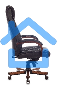 Кресло руководителя Бюрократ T-9924WALNUT черный, кожа, с подголов. крестовина металл/дерево