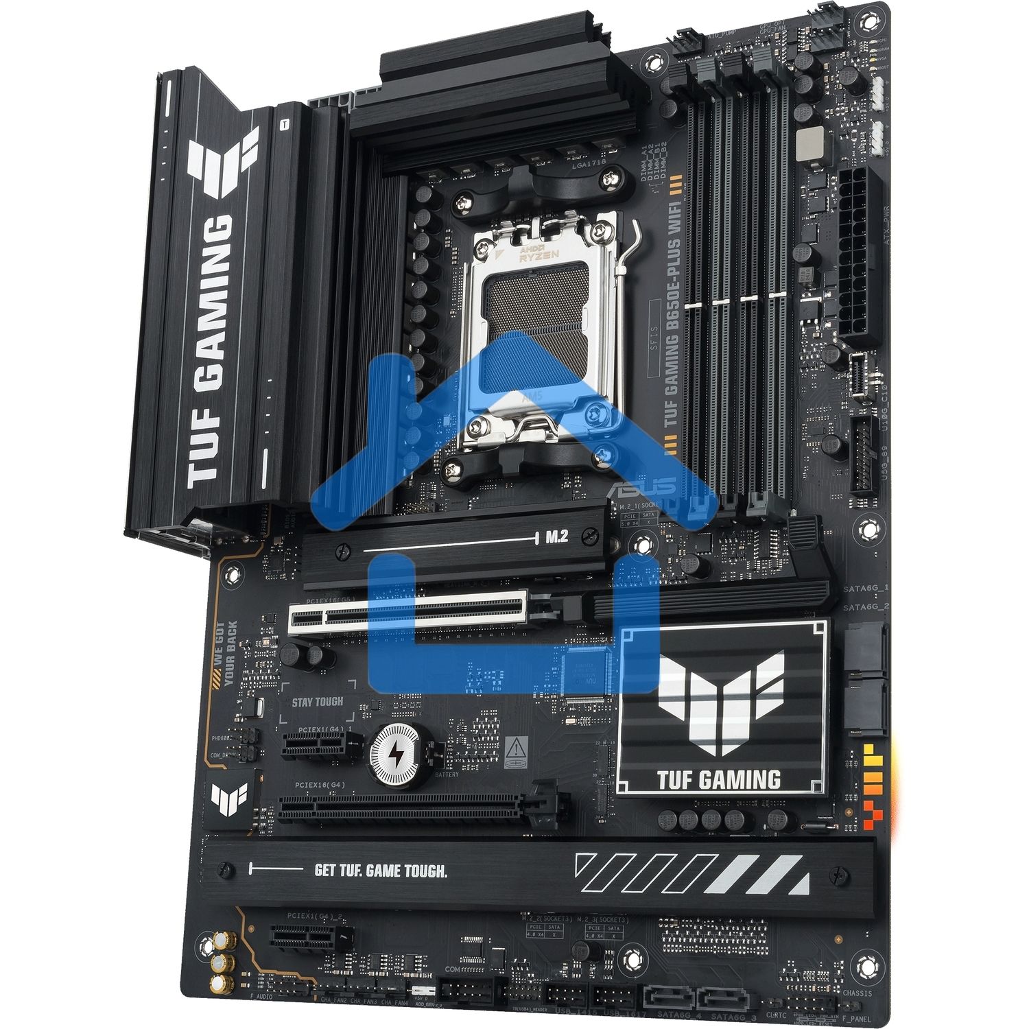 Материнская плата ASUS TUF GAMING B650E-PLUS WIFI, AM5, AMD B650, 4xDDR5, 4xSATA, 3xM.2, 1xPCIe 5.0 x16, 1xPCIe 4.0 x4, 2xPCIe 4.0 x1, 1xDisplayPort, 1xHDMI, 1x2.5Gb LAN, Wi-Fi 6E, Bluetooth 5.3, 1xUSB-C 20Gbps, 3xUSB-A 10Gbps, 6xUSB-A 2.0, 5x3.5 мм, 7.1,
