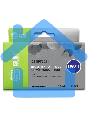 Картридж струйный Cactus CS-EPT0921 (T0921) черный (8 мл) для Epson Stylus C91/CX4300/T26/T27/TX106/TX109/TX117/TX119