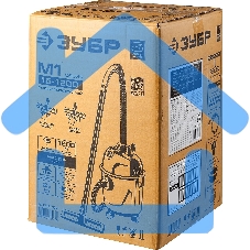 Строительный пылесос ЗУБР ПУ-15-1200 М1 красный/черный, 1200 Вт, уборка сухая/влажная, пылесборник мешок, 15 л