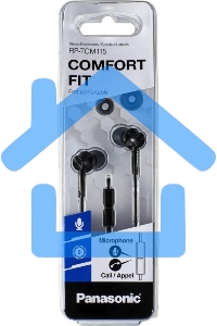 Наушники Panasonic RP-TCM115GCK внутриканальные 10-24000Гц 1.2м 3.5мм 98дБ микрофон, черный