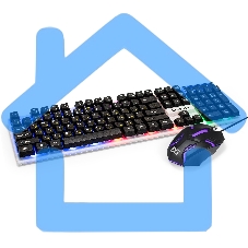 Комплект клавиатура + мышь ExeGate Professional Standard Combo MK140 с подсветкой (клавиатура влагозащищенная 104кл. +  мышь оптическая 1000dpi, 3 кнопки и колесо прокрутки, длина кабелей 1,5м; USB, серый, Color Box)