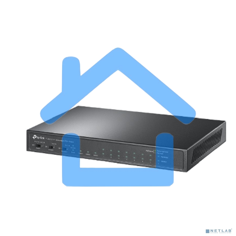 Настольный коммутатор TP-Link TL-SL1311P, 8 портов 10/100 Мбит/с с поддержкой PoE+, 2 гигабитных порта без поддержки PoE, 1 порт SFP, 802.3af/at, бюджет PoE — 65 Вт, стальной корпус