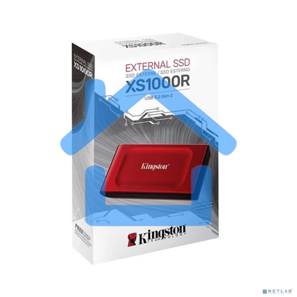 Внешний SSD Kingston XS1000, 1TB, USB 3.2 Gen 2 Type-C, R/W 1050/1000, красный