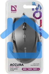Мышь проводная Defender Accura MM-362 черный, 1600 dpi, USB, кнопки - 6
