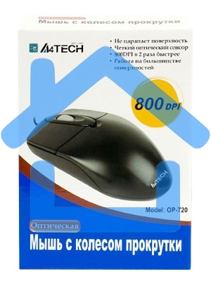 Мышь проводная A4Tech OP-720 черный, 1000 dpi, PS/2, кнопки - 3
