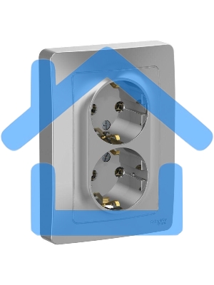 Розетка 2-м СП BLANCA 16А 250В без шторок с заземл. алюм. SchE BLNRS001023