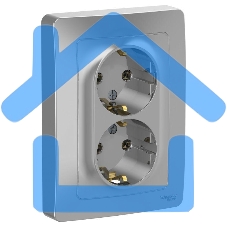 Розетка 2-м СП BLANCA 16А 250В без шторок с заземл. алюм. SchE BLNRS001023 Розетка 2-м СП BLANCA 16А 250В без шторок с заземл. алюм. SchE BLNRS001023