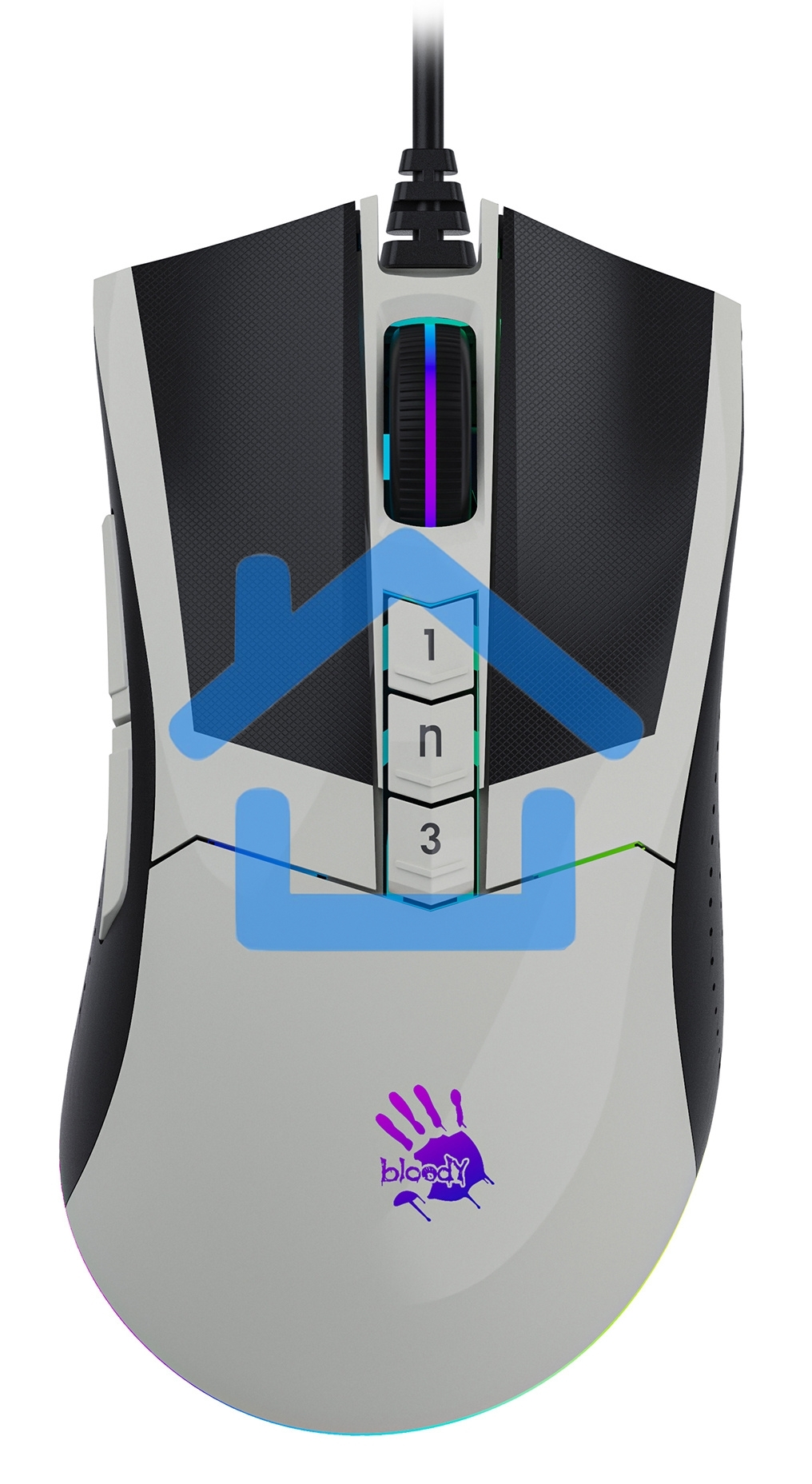 Мышь проводная A4Tech Bloody W90 Max белый/черный, 10000 dpi, USB, кнопки - 10