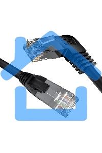 Патч-корд GCR прямой 2.0m UTP кат.5e, черный, левый угол, литой, ethernet high speed, RJ45, T568B, GCR-53151