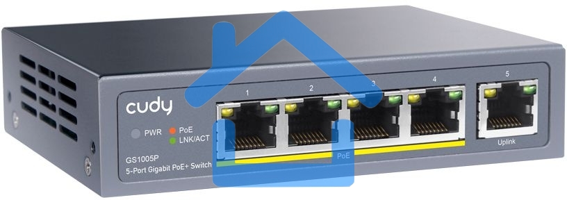 Коммутатор Cudy GS1005P (L2) 5x1Гбит/с 5PoE 60W неуправляемый