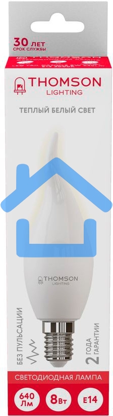 Лампа светодиодная Hiper THOMSON LED TAIL CANDLE 8W 640Lm E14 3000K TH-B2027