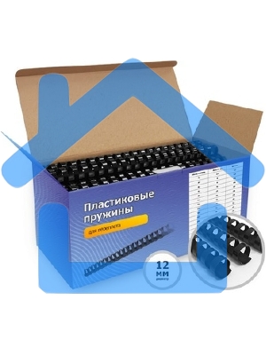 Пластиковые пружины для переплета ГЕЛЕОС 12 мм (70-91 лист), черные, 100 шт.