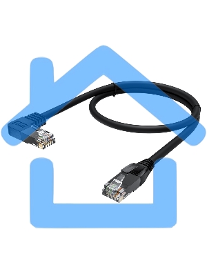 Патч-корд GCR прямой 2.0m UTP кат.5e, черный, левый угол, литой, ethernet high speed, RJ45, T568B, GCR-53151