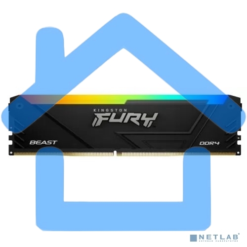 Оперативная память Kingston Fury Beast, DDR4, 16Gb (1x16Gb), 3200MHz, CL16, DIMM, с радиатором, RGB, черный
