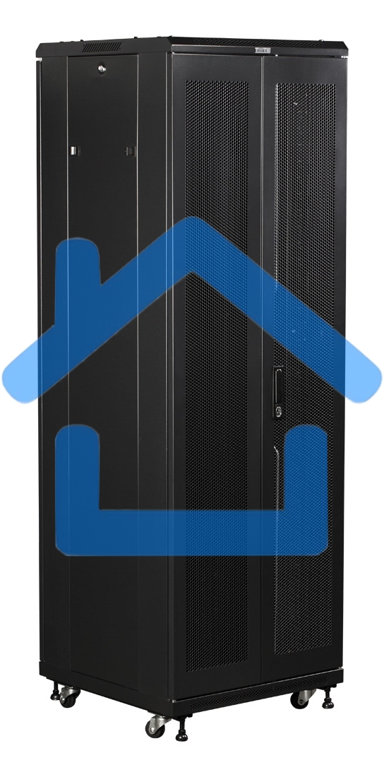 Шкаф коммутационный Lanmaster (TWT-CBB-27U-6X6-G1) 27U 600x600мм пер.дв.стекл задн.дв.спл.стал.лист 2-хст. 2 бок.пан. 800кг черный IP20