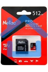 Карта MicroSD card Netac P500 Extreme Pro 512Gb, retail version w/SD adapter