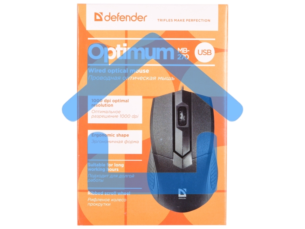 Мышь проводная Defender Optimum MB-270 черный, 1000 dpi, USB, кнопки - 3