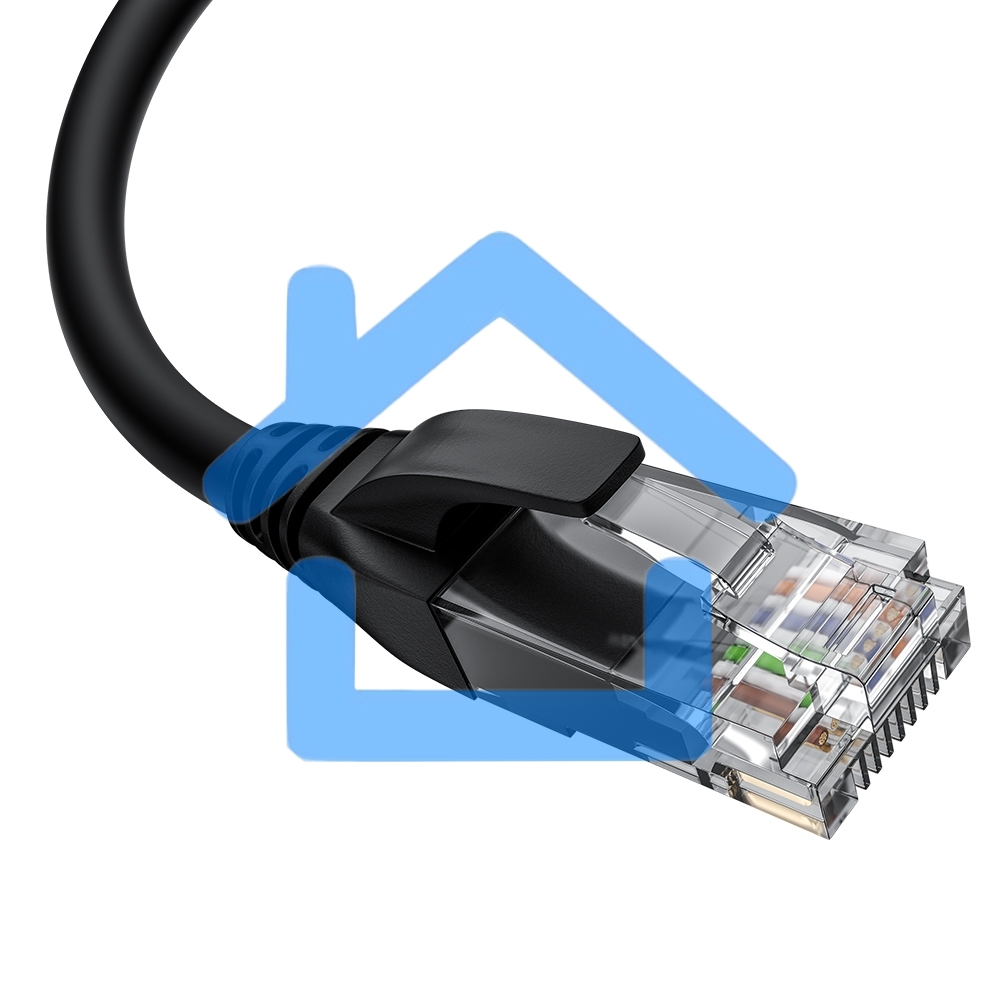 Патч-корд GCR прямой 2.0m UTP кат.5e, черный, левый угол, литой, ethernet high speed, RJ45, T568B, GCR-53151