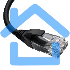 Патч-корд GCR прямой 2.0m UTP кат.5e, черный, левый угол, литой, ethernet high speed, RJ45, T568B, GCR-53151