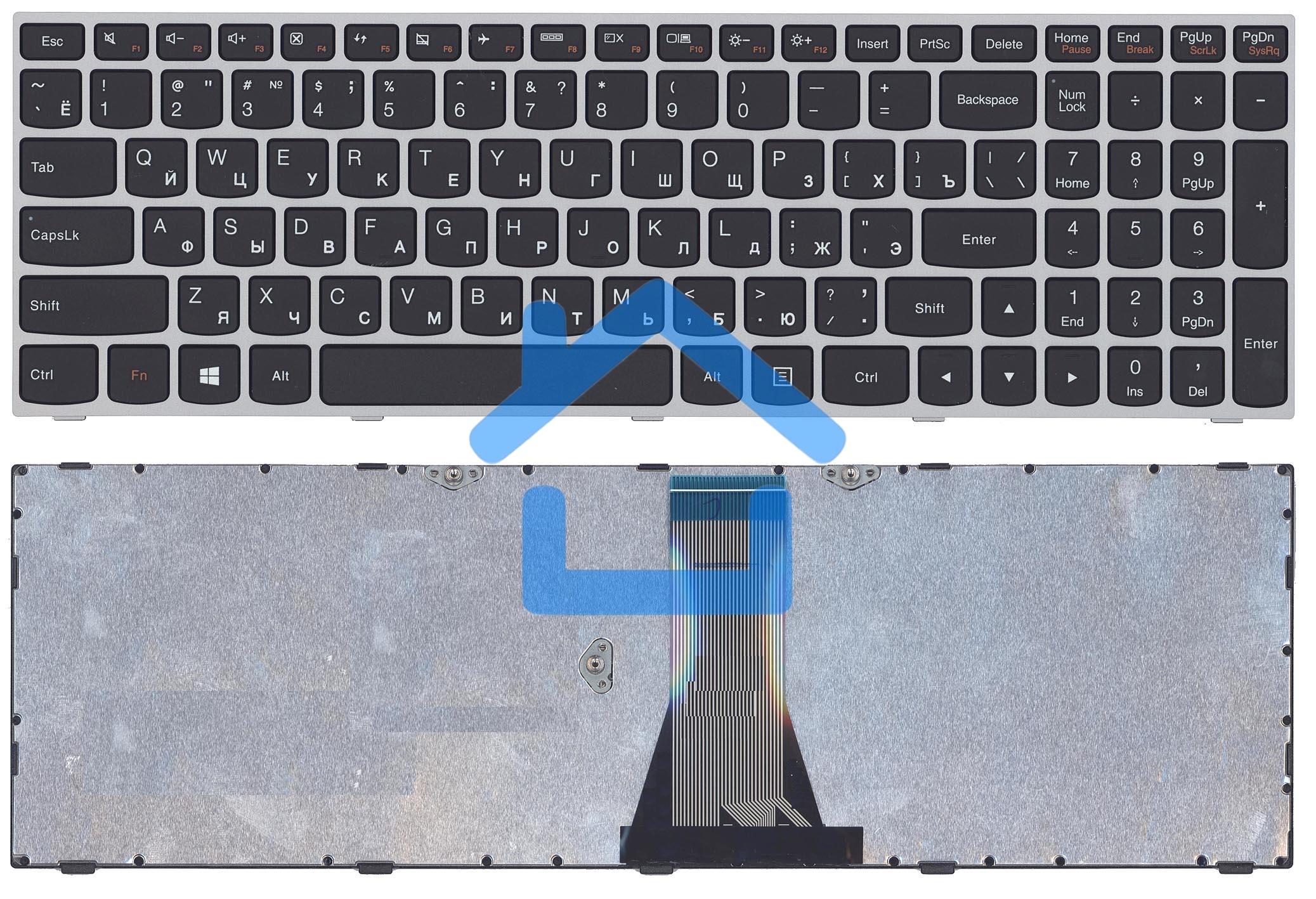Клавиатура для ноутбука Lenovo IdeaPad G50-70 G50-30 черная с серой рамкой