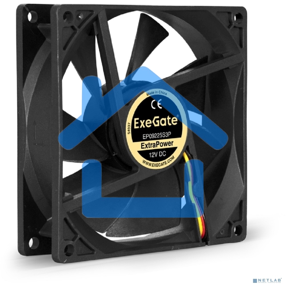 Вентилятор для корпуса ExeGate ExtraPower EP09225S3P черный, 92 мм, 2600 об/мин, 32 дБ, 3 pin