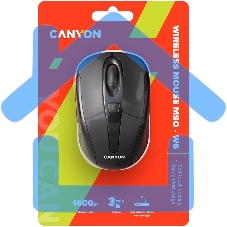 Мышь беспроводная Canyon MSO-W6 черный, 1600 dpi, радиоканал, USB, кнопки - 6