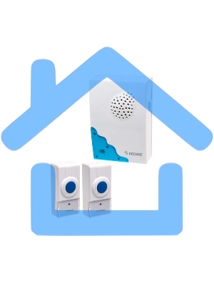 Звонок беспроводной Космос KOC_AG307C232 мелодии, 150м, белый, 2 кнопки