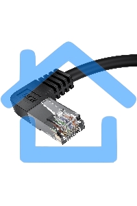 Патч-корд GCR прямой 2.0m UTP кат.5e, черный, левый угол, литой, ethernet high speed, RJ45, T568B, GCR-53151
