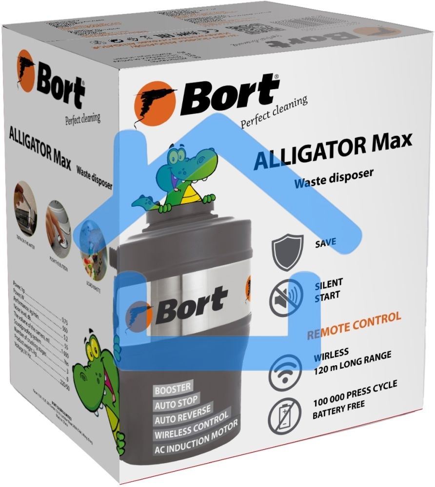 Измельчитель пищевых отходов Bort Alligator Max, 560 Вт., объем 1 600 мл., ПДУ