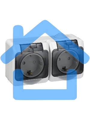 Блок ОП Этюд (2-м розетка с заземл. защ. шторки) IP44 сер. SchE PA16-244C