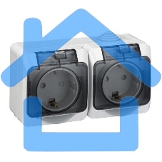 Блок ОП Этюд (2-м розетка с заземл. защ. шторки) IP44 сер. SchE PA16-244C Блок ОП Этюд (2-м розетка с заземл. защ. шторки) IP44 сер. SchE PA16-244C