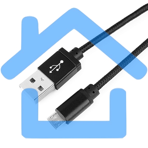 Кабель Gembird USB 2.0 Cablexpert CC-mUSB2bk1m, AM/microBM 5P, 1м, нейлоновая оплетка, алюминиевые разъемы, черный, пакет