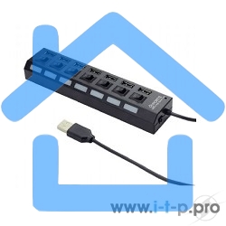 Концентратор USB 2.0 Gembird UHB-U2P7-02, 7 портов, питание, блистер