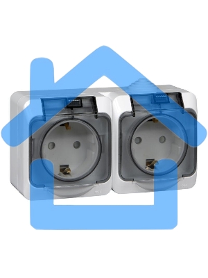 Розетка 2-м ОП Этюд с заземл. защ. шторки IP44 белый SchE PA16-244B